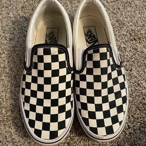 Checkered slip on vans
